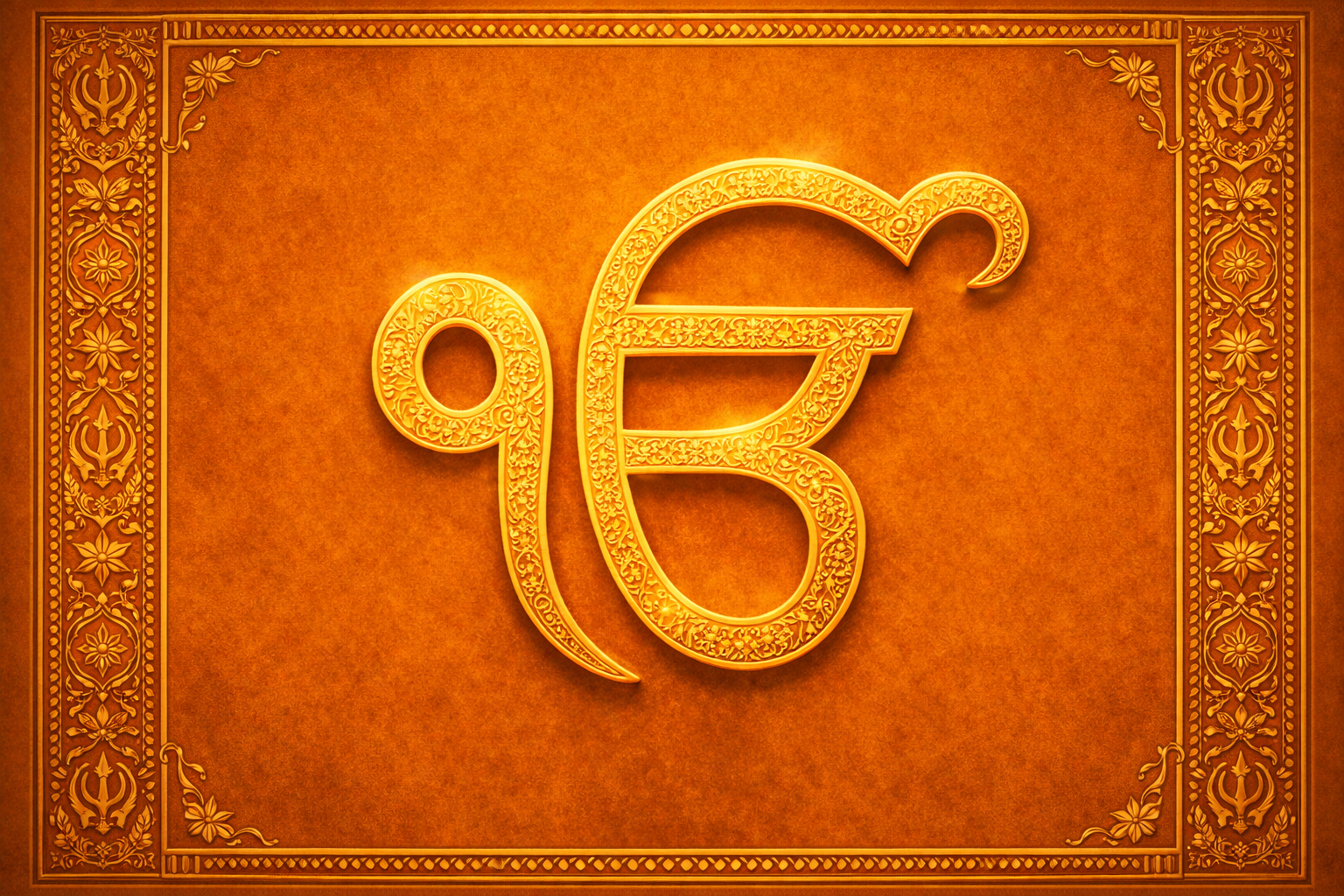 Ik Onkar — Gold Calligraphy on Saffron
